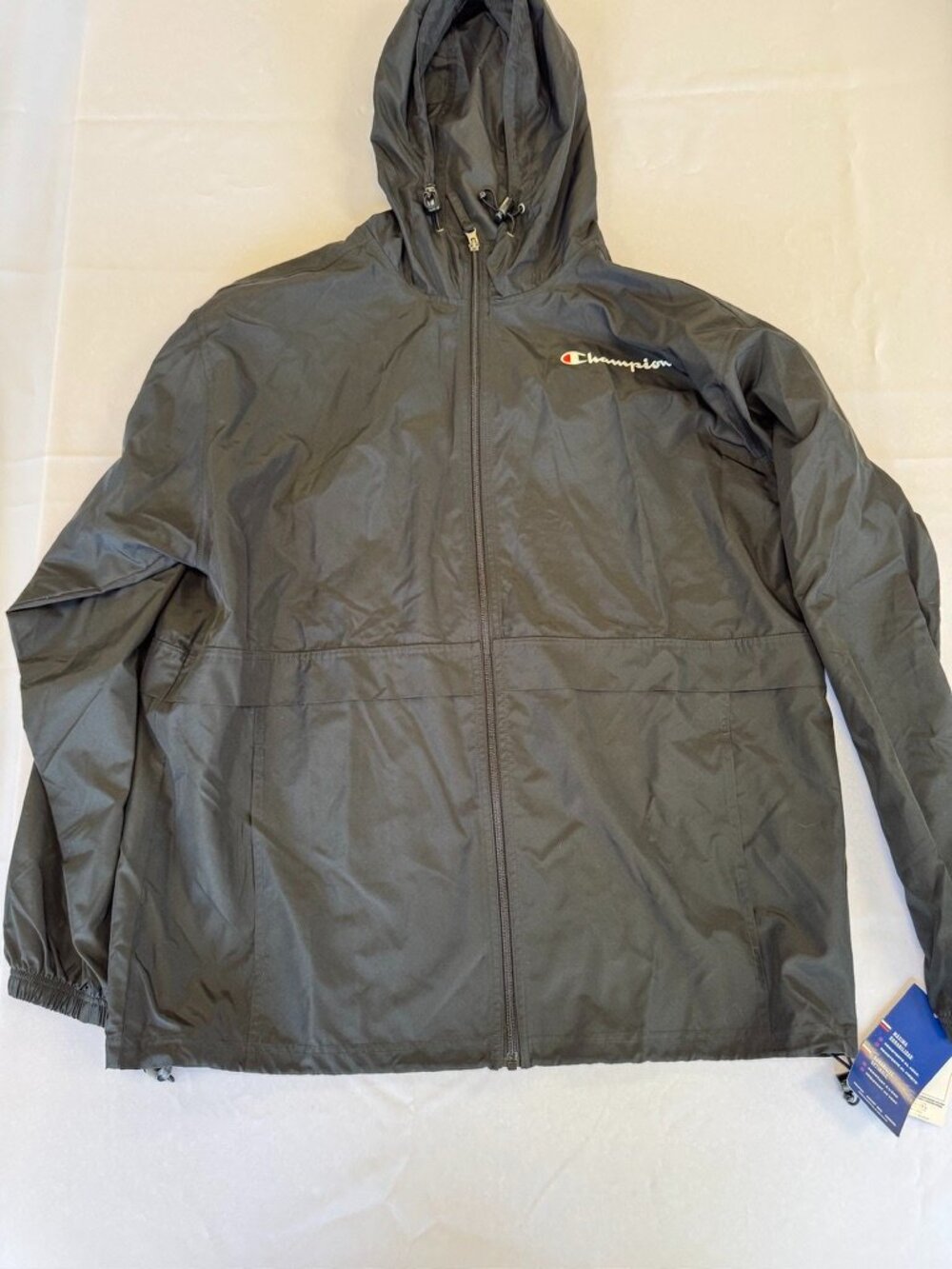 Chamption Men's Hooded Windbreaker Black Zip Up Size XL